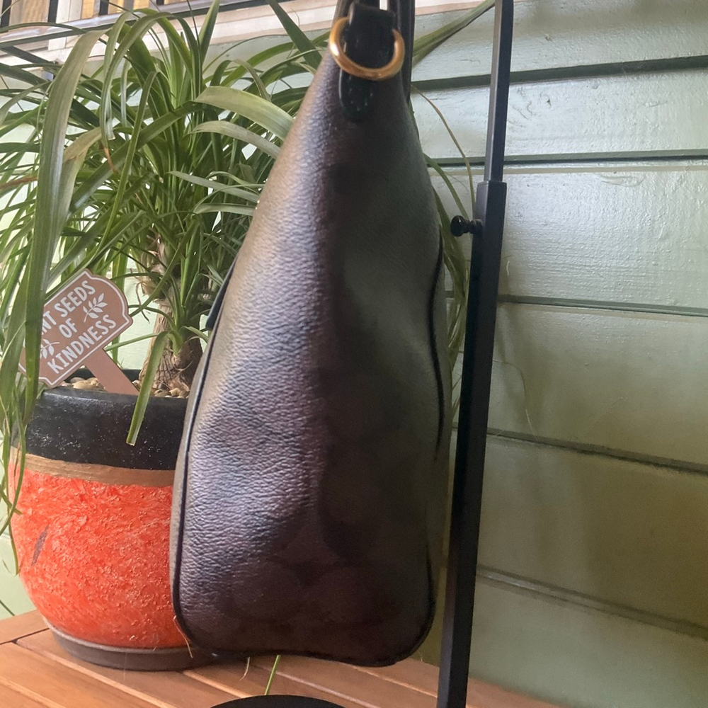 COACH Signature PRAIRIE SATCHEL in Signature Canvas Dark Brown/Black/Multi, EUC - Picture 4 of 14